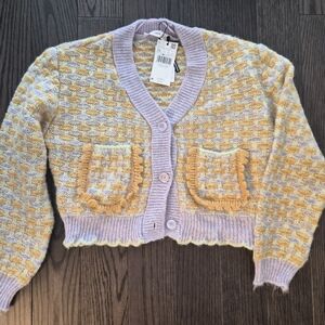 Mango Lavender and Yellow Textured Cardigan NWT
